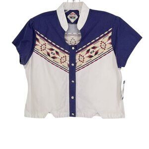 Vintage Cumberland Outfitters Womens M Aztec Western Show Shirt Short Sleeve